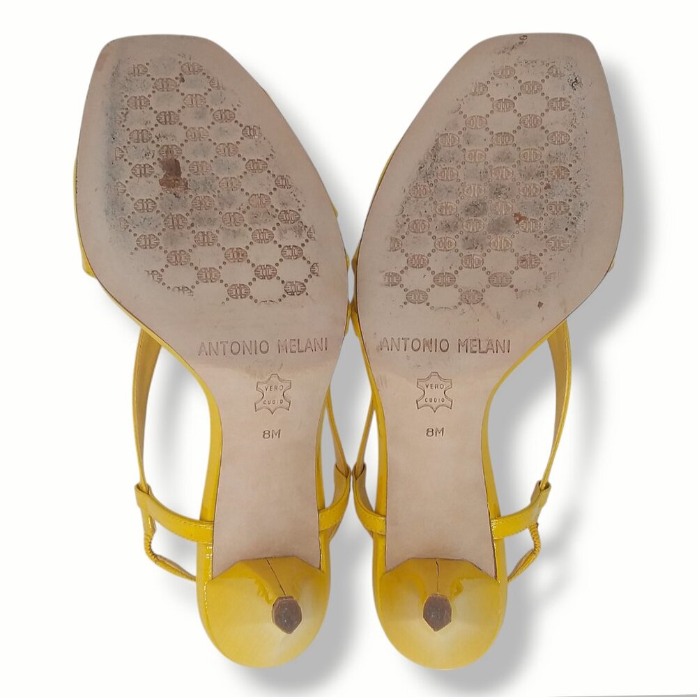Antonio Melani Kaitlyn Slingback Heels Size 8 Yellow Patent Leather Retro Pinup - Picture 11 of 12